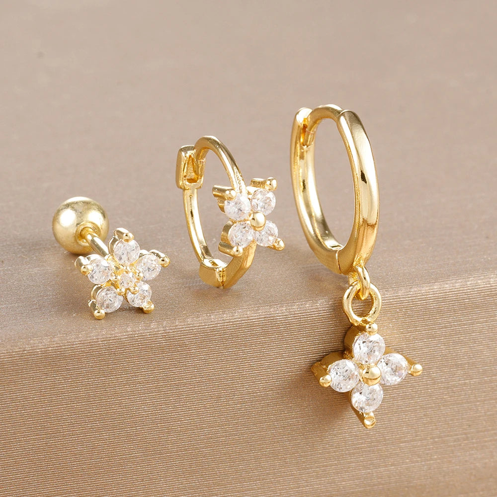 Geometric Zircon Hoop Earrings