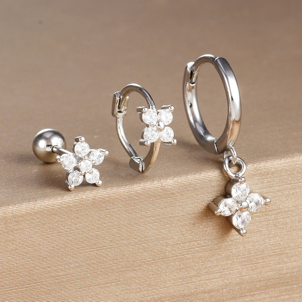 Geometric Zircon Hoop Earrings
