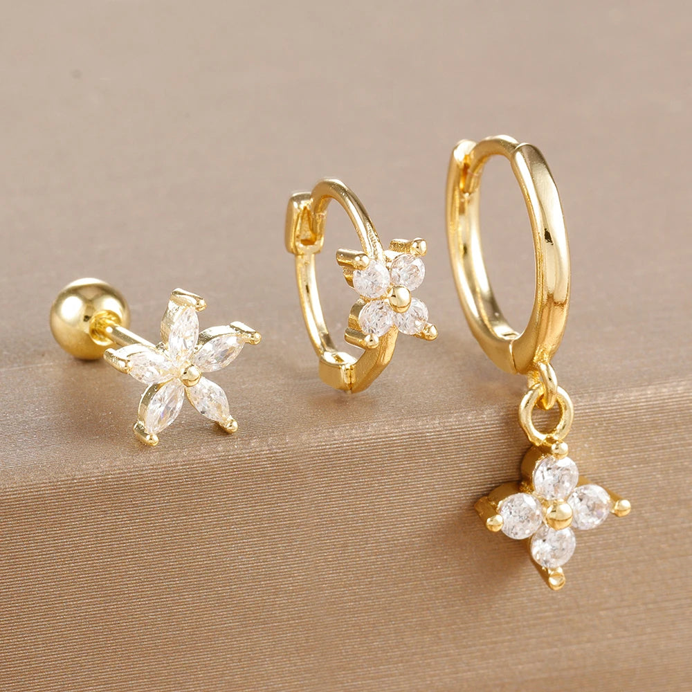 Geometric Zircon Hoop Earrings