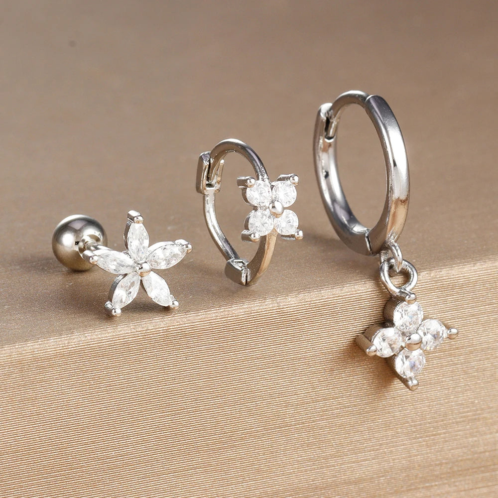 Geometric Zircon Hoop Earrings