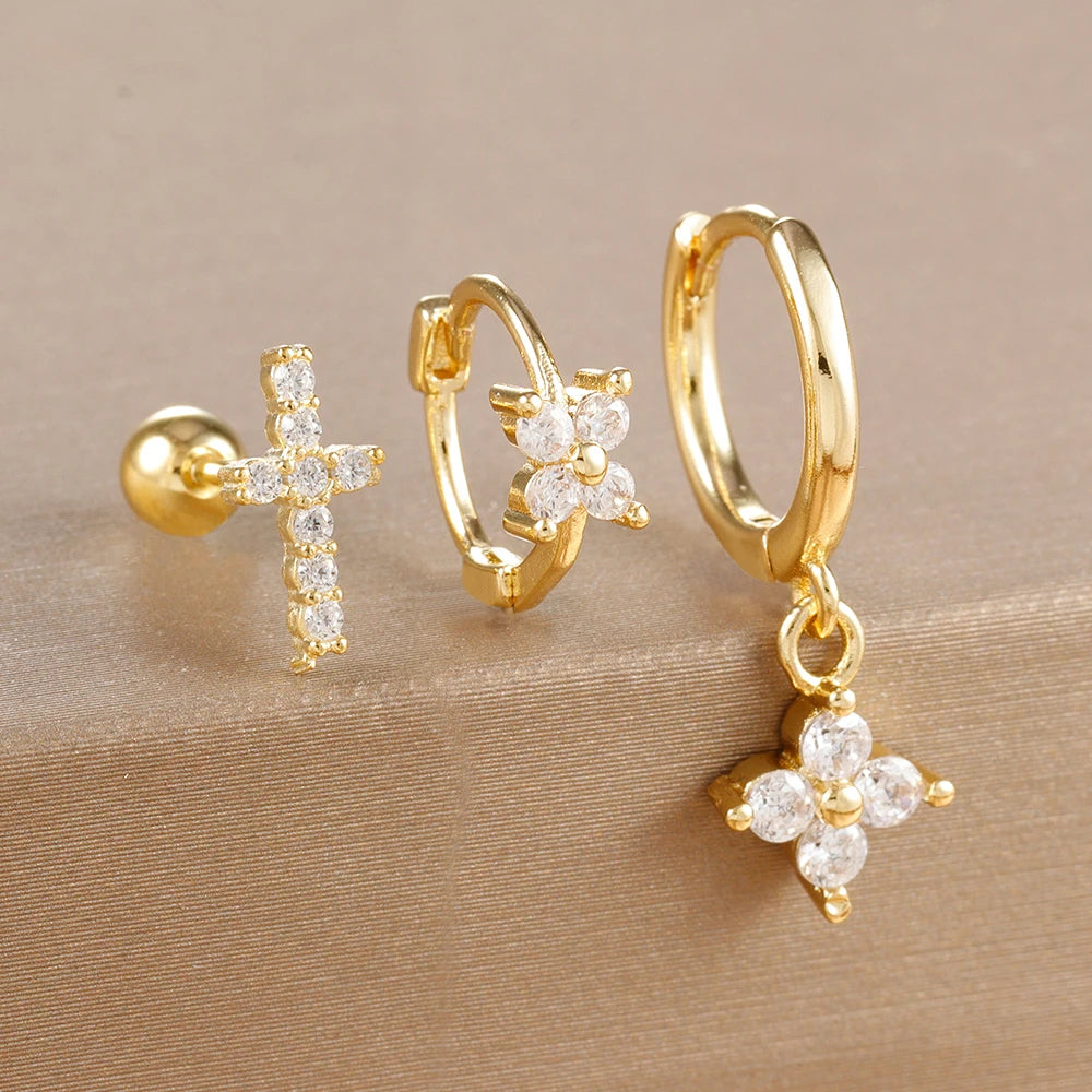 Geometric Zircon Hoop Earrings