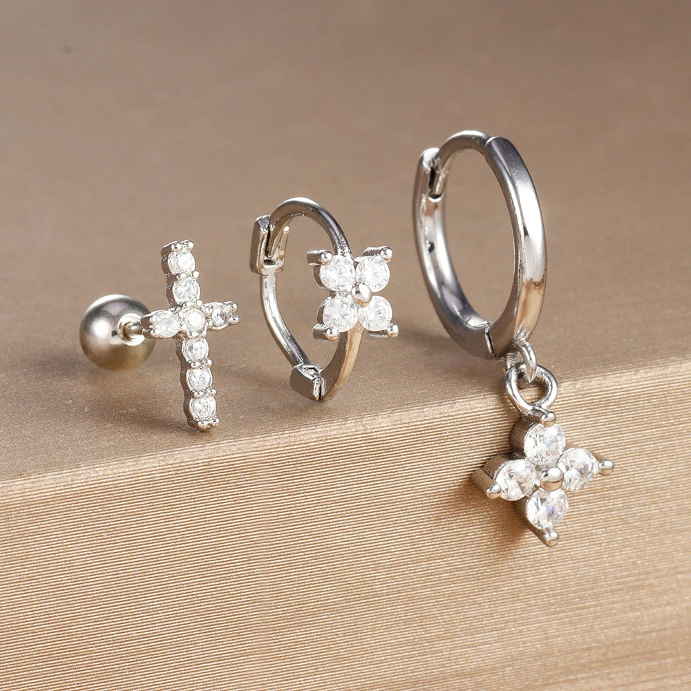 Geometric Zircon Hoop Earrings