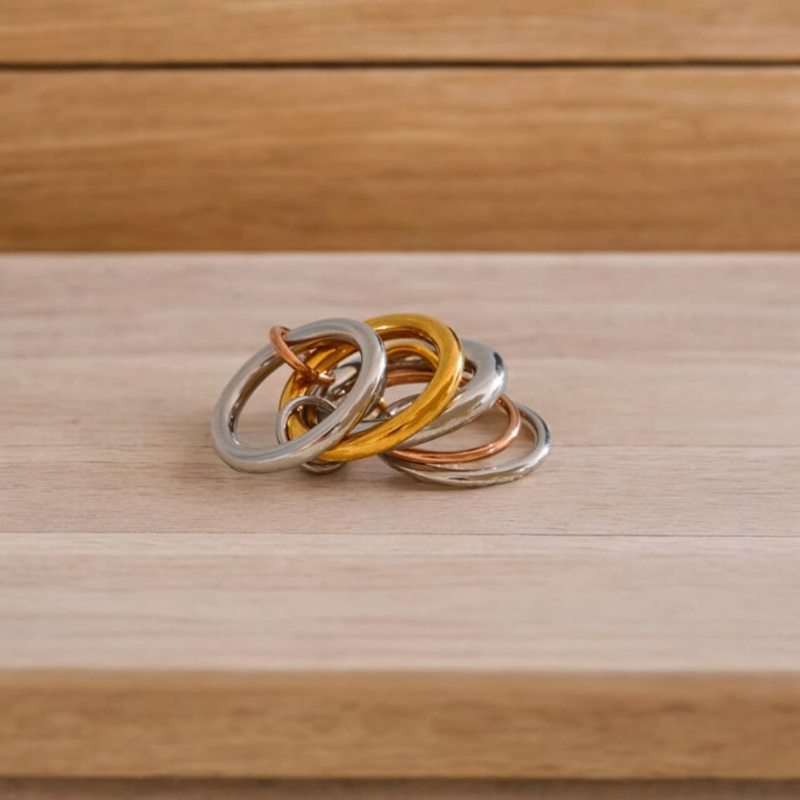 Tricolor Five Links Stacked Ring