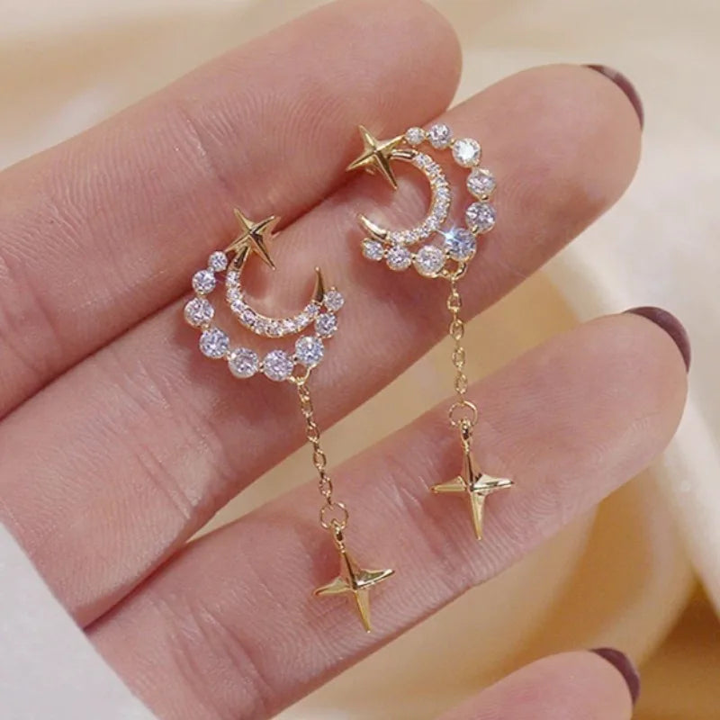 Moon Star Tassel Earrings