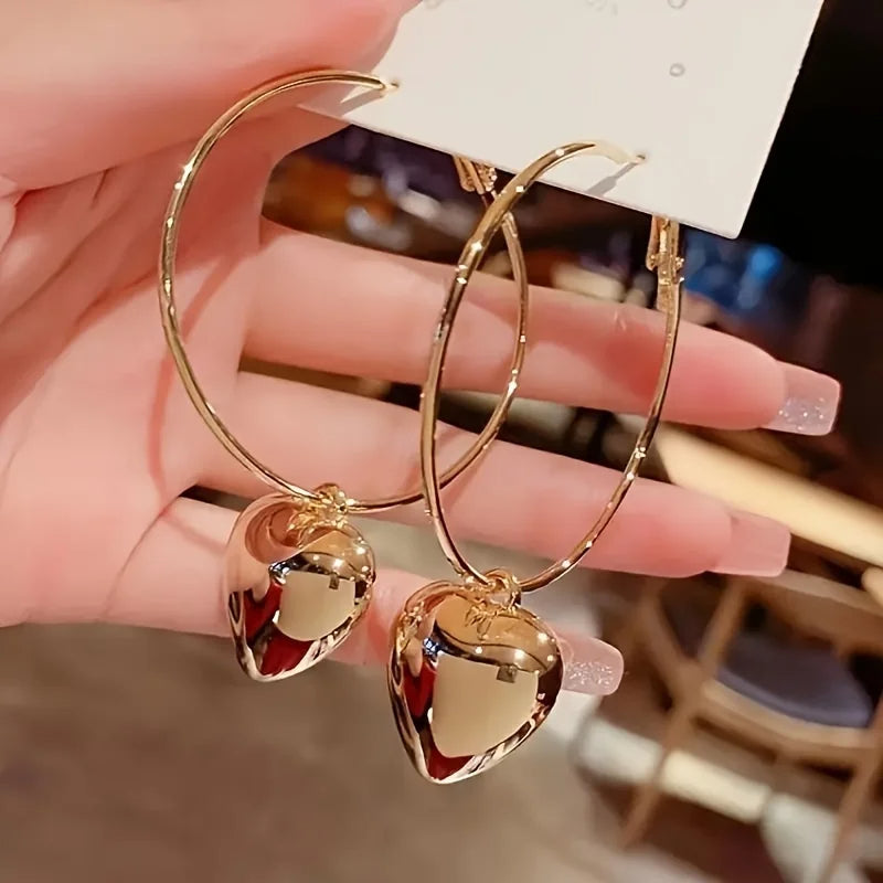 Heart Hollow Hoop Earrings