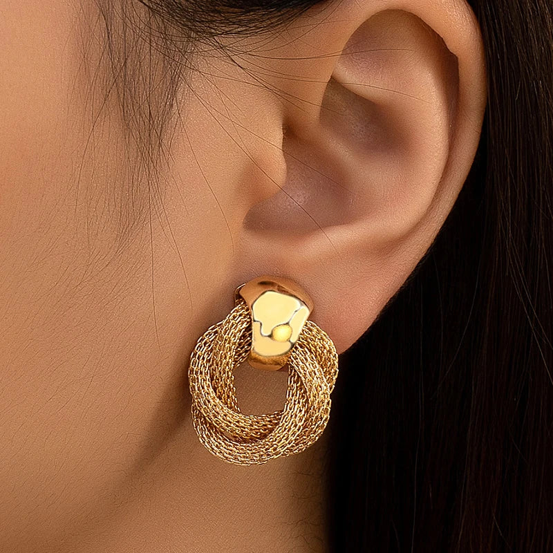 Metallic Twisted Dangle Earrings