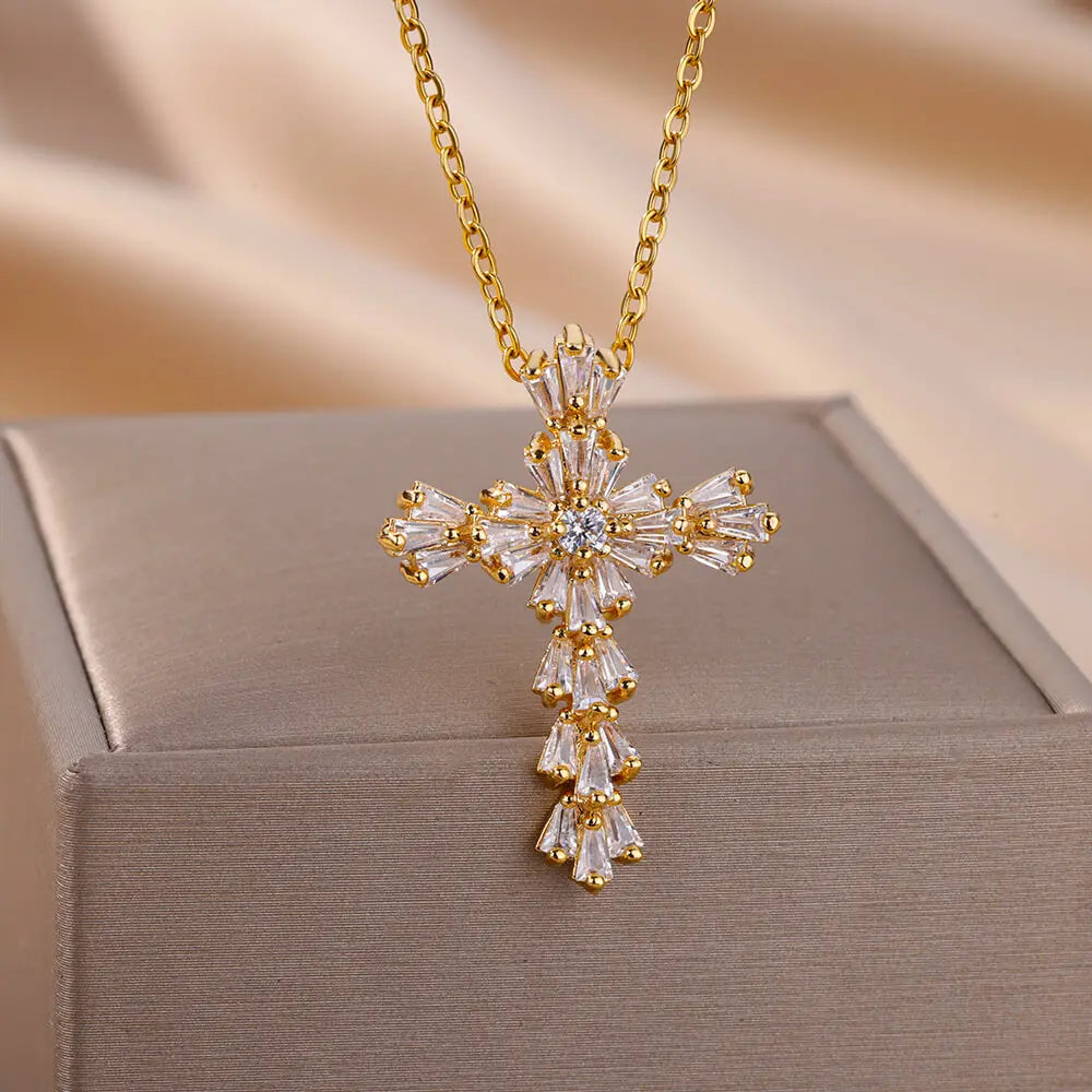 Zirconia Cross Necklace