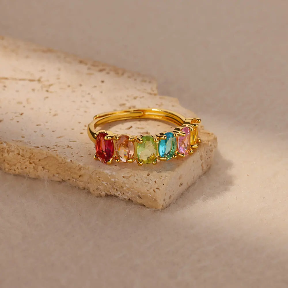 Rainbow Waterdrop Ring