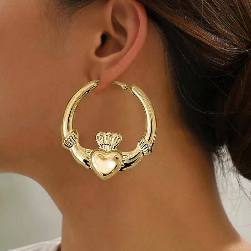 Heart Crown Hoop Earrings