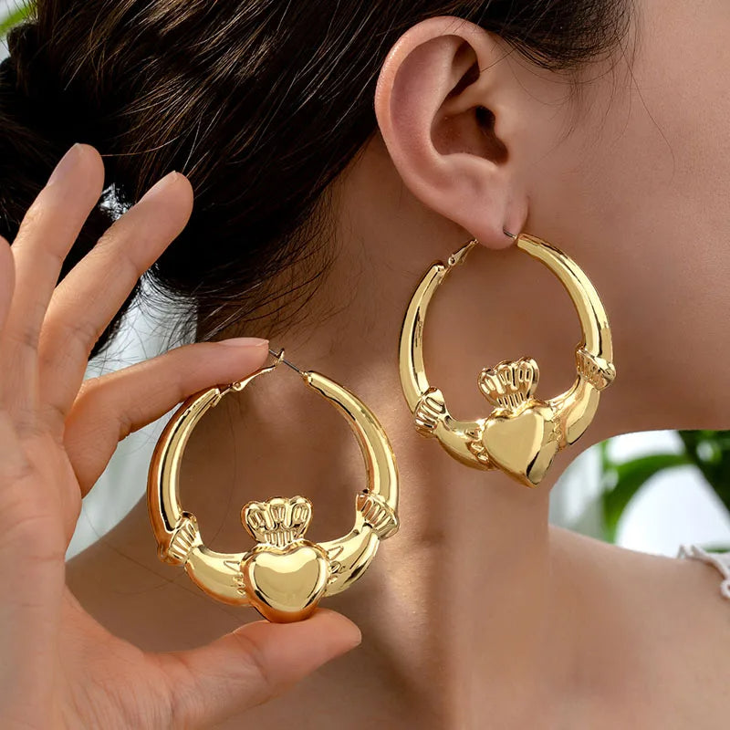 Heart Crown Hoop Earrings