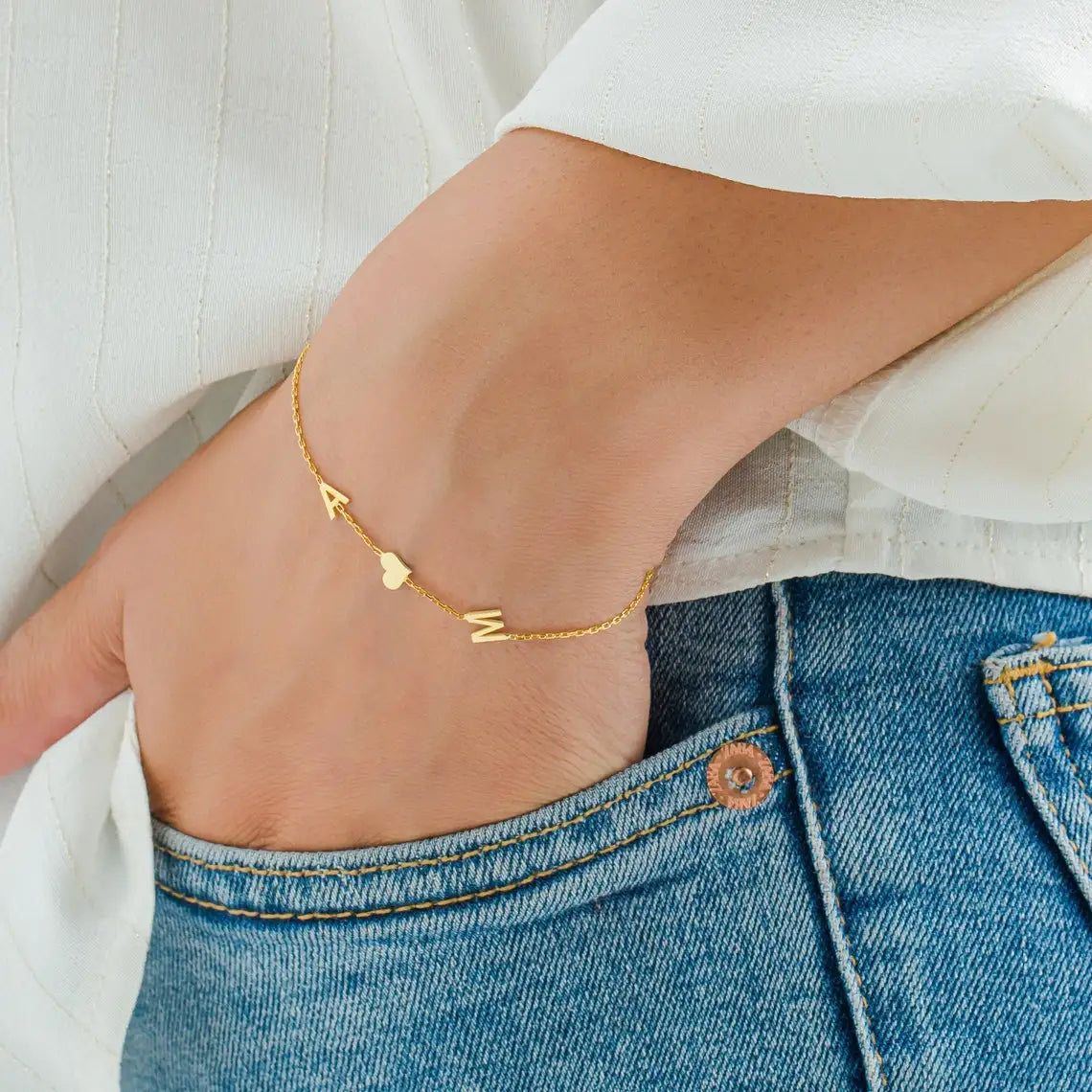 Custom Heart Name Bracelet