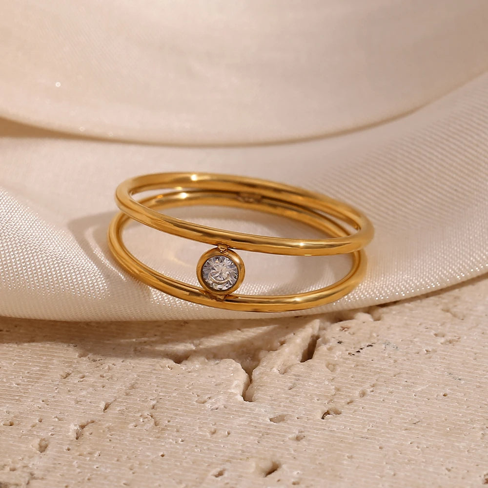 Double Layer Rhinestone Ring