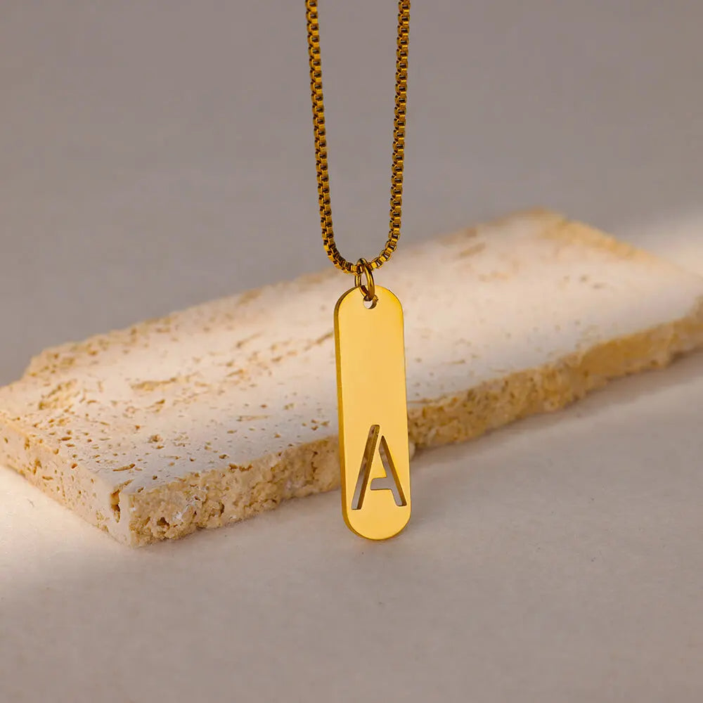 Hollow Initial Necklace