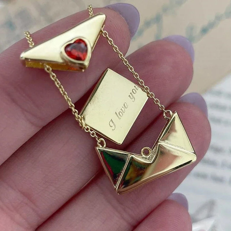 "I Love You" Envelope Necklace