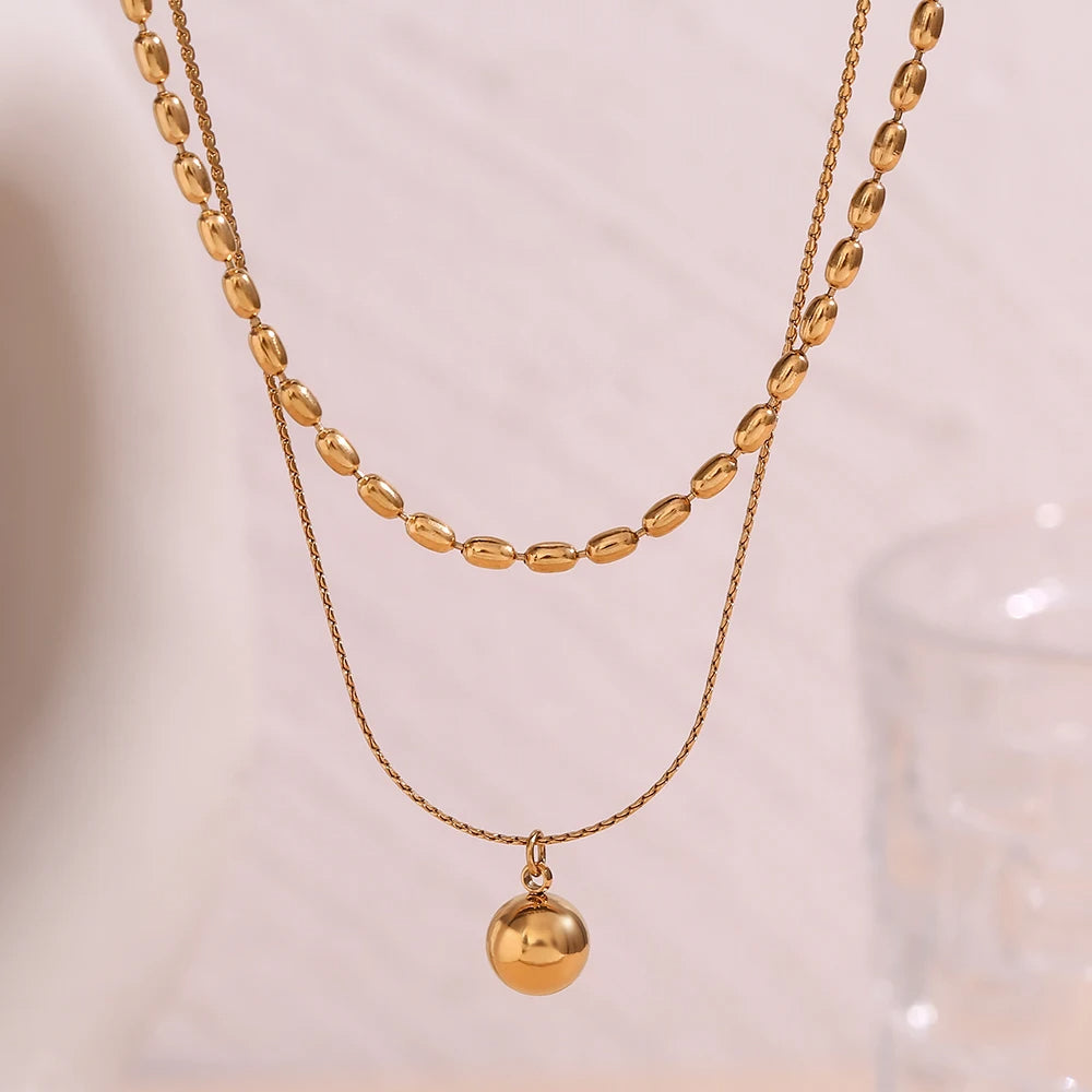 Double Layer Rice Bead Necklace