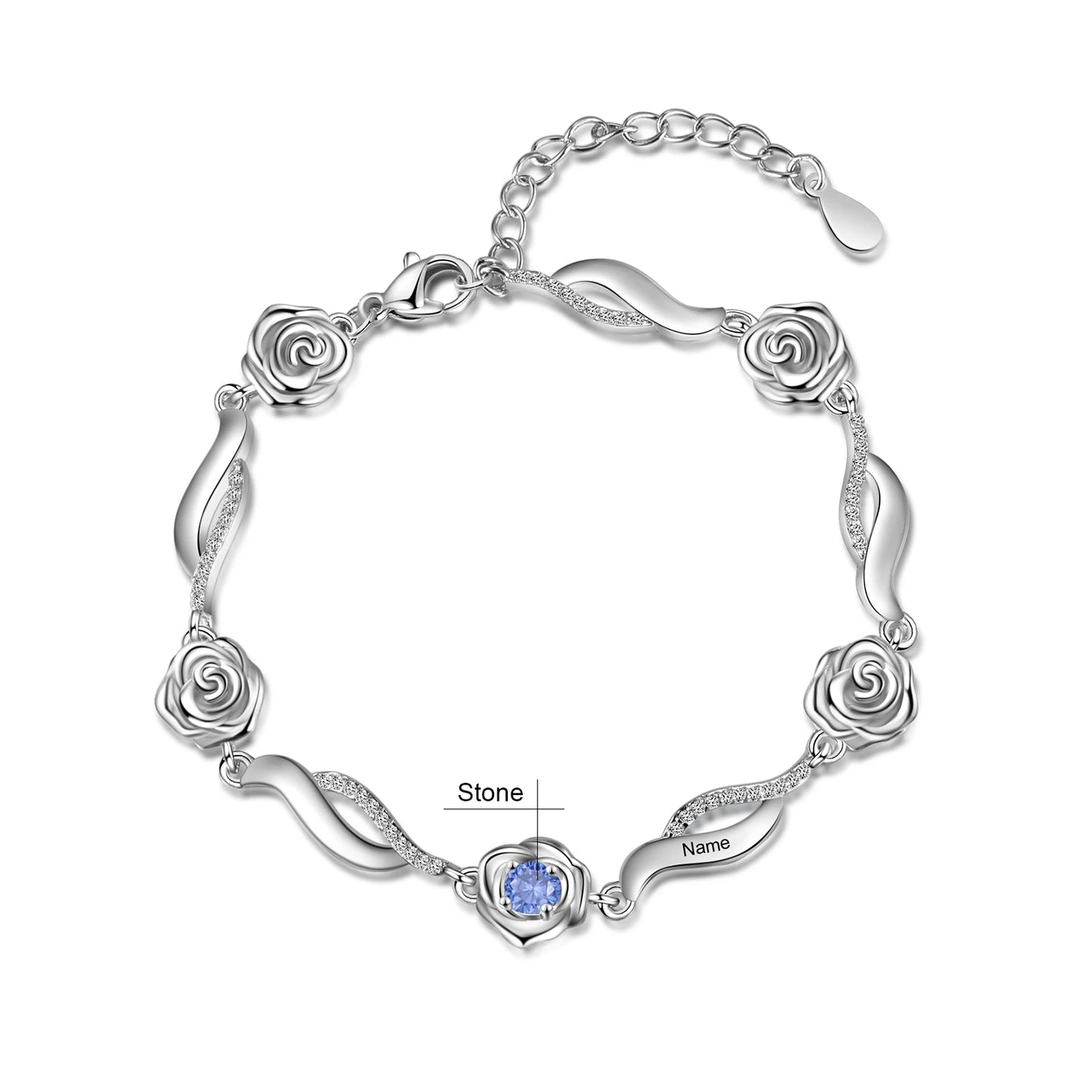 Personalized Birthstone Rose Bracelet