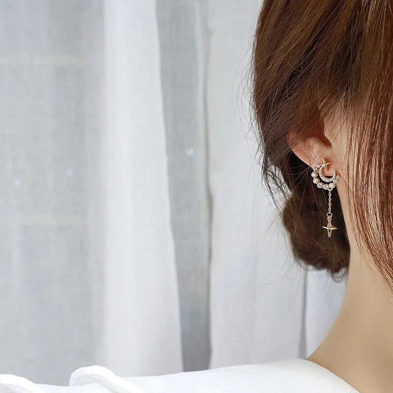 Moon Star Tassel Earrings