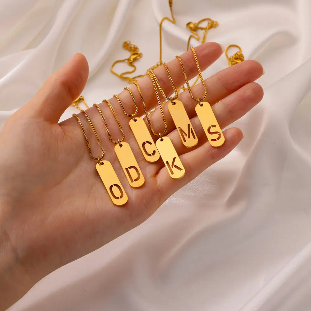 Hollow Initial Necklace