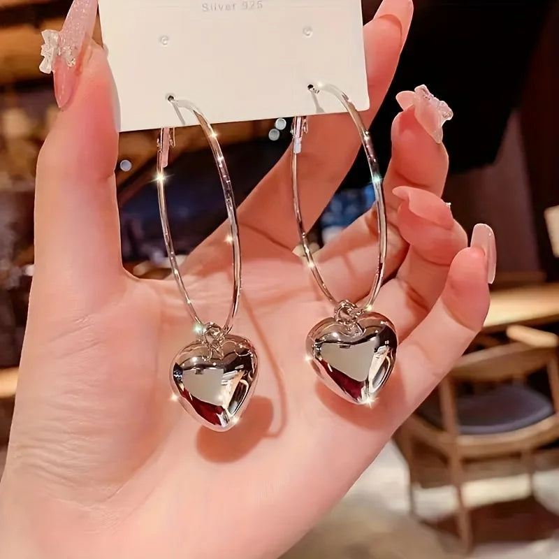 Heart Hollow Hoop Earrings