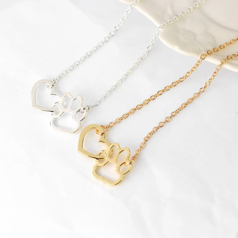 Hollow Dog Paw Necklace