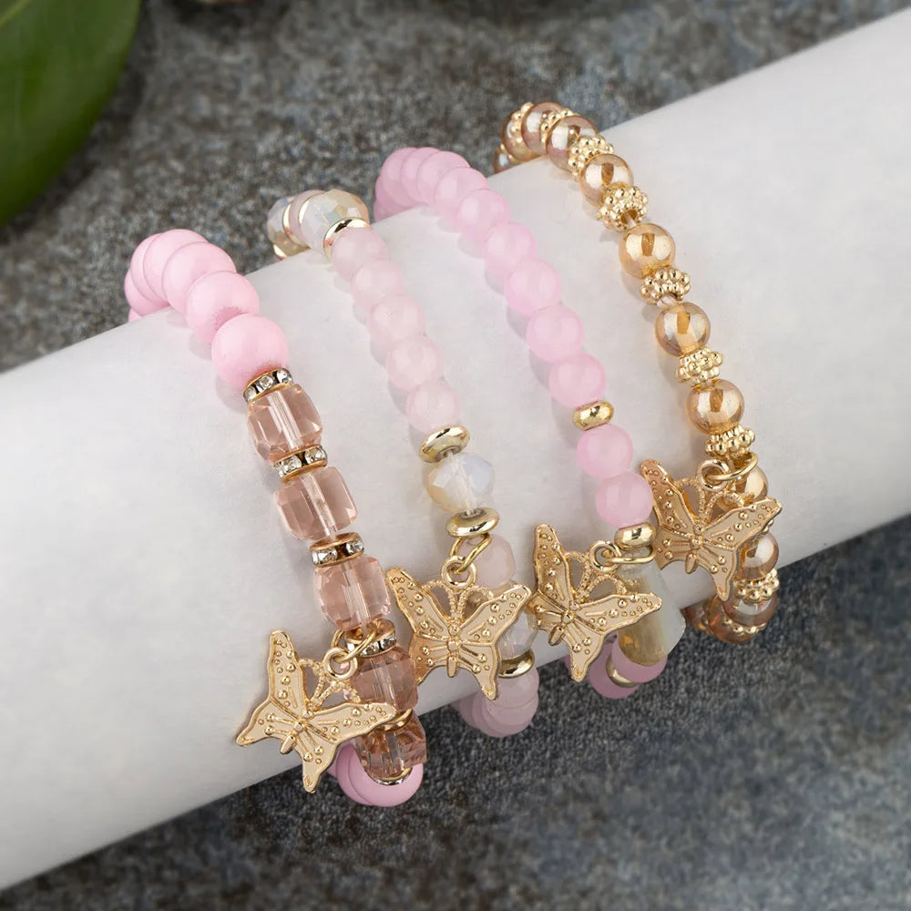 Beaded Butterfly Bracelet Set