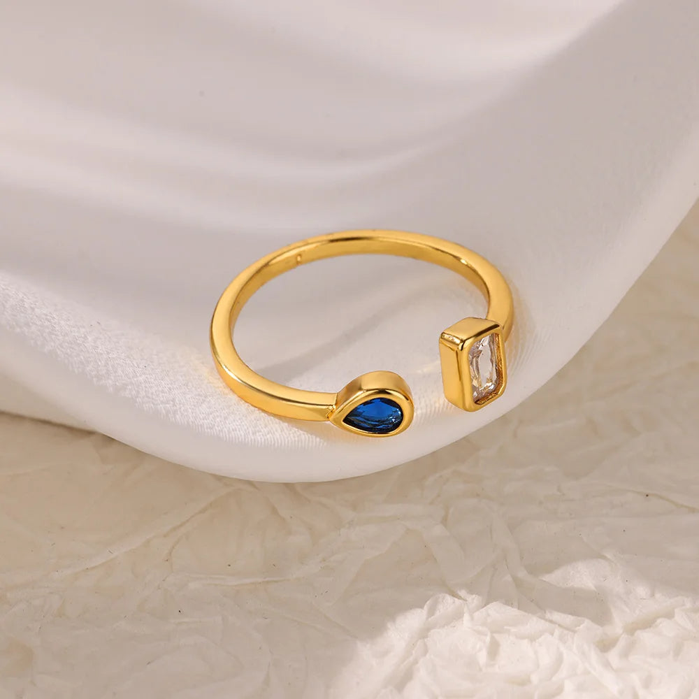 Zircon Square Drop Ring