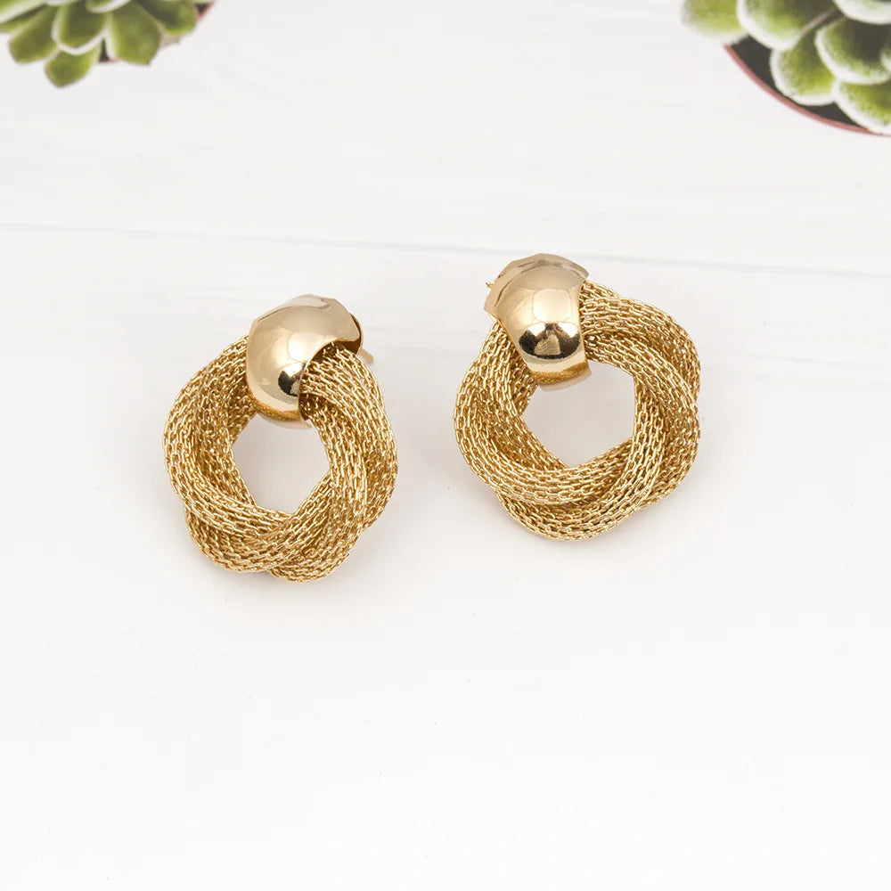 Metallic Twisted Dangle Earrings