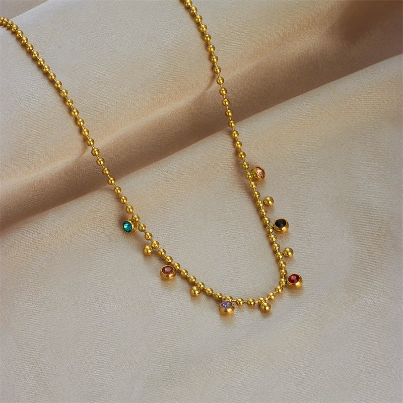 Multicolored Crystal Ball Necklace