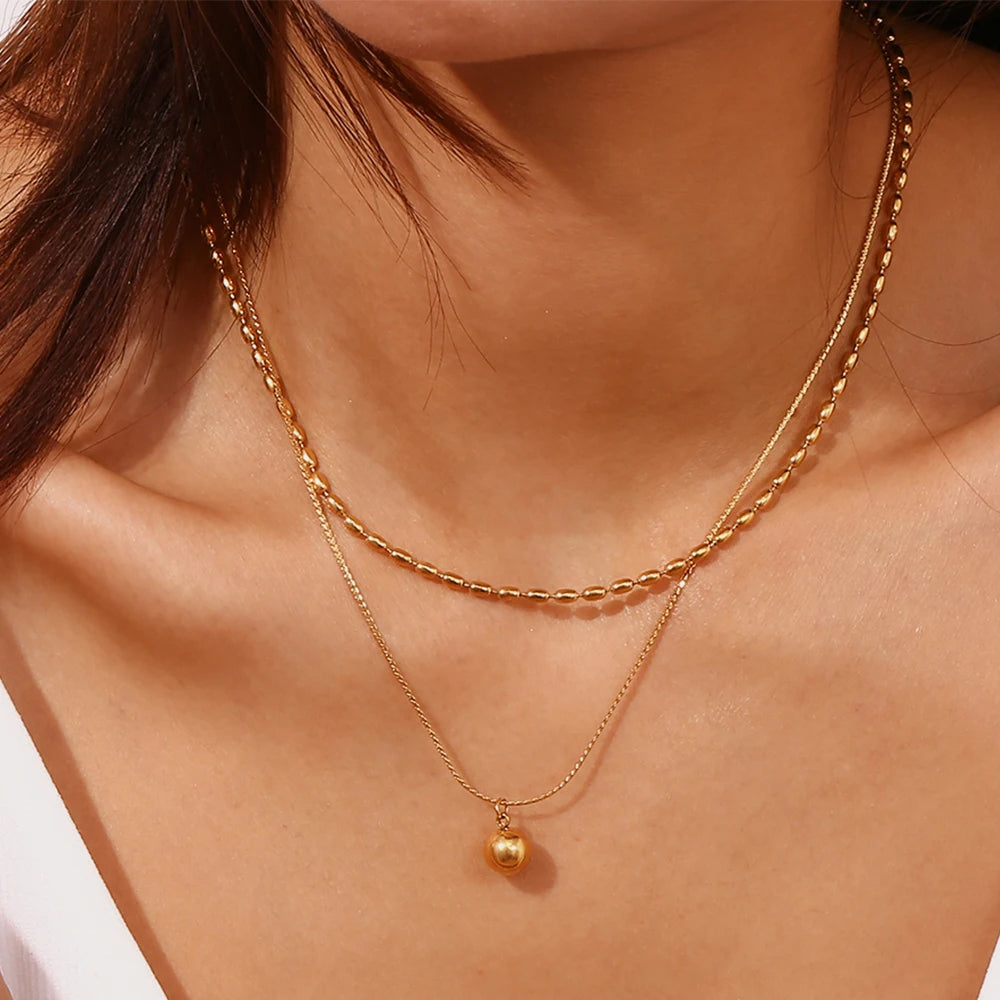 Double Layer Rice Bead Necklace