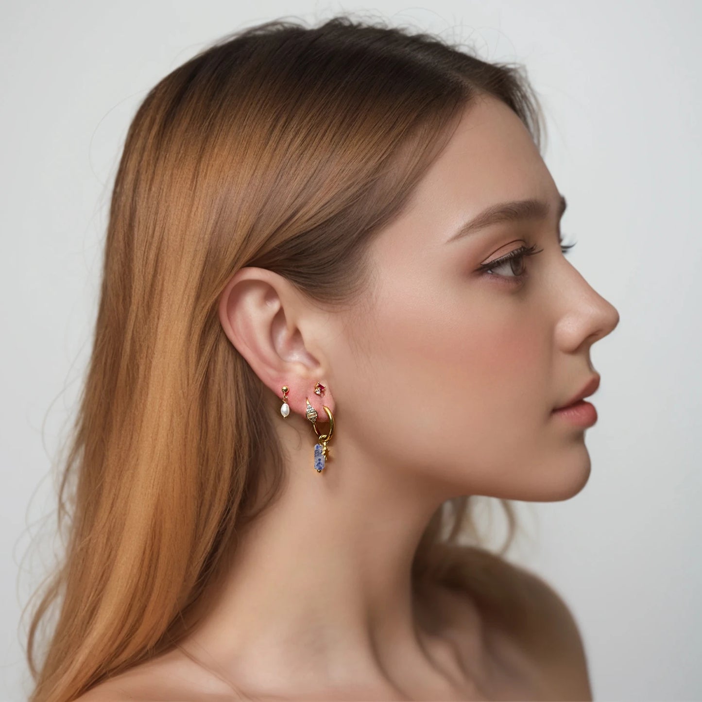 Asymmetric Stone Star Earrings