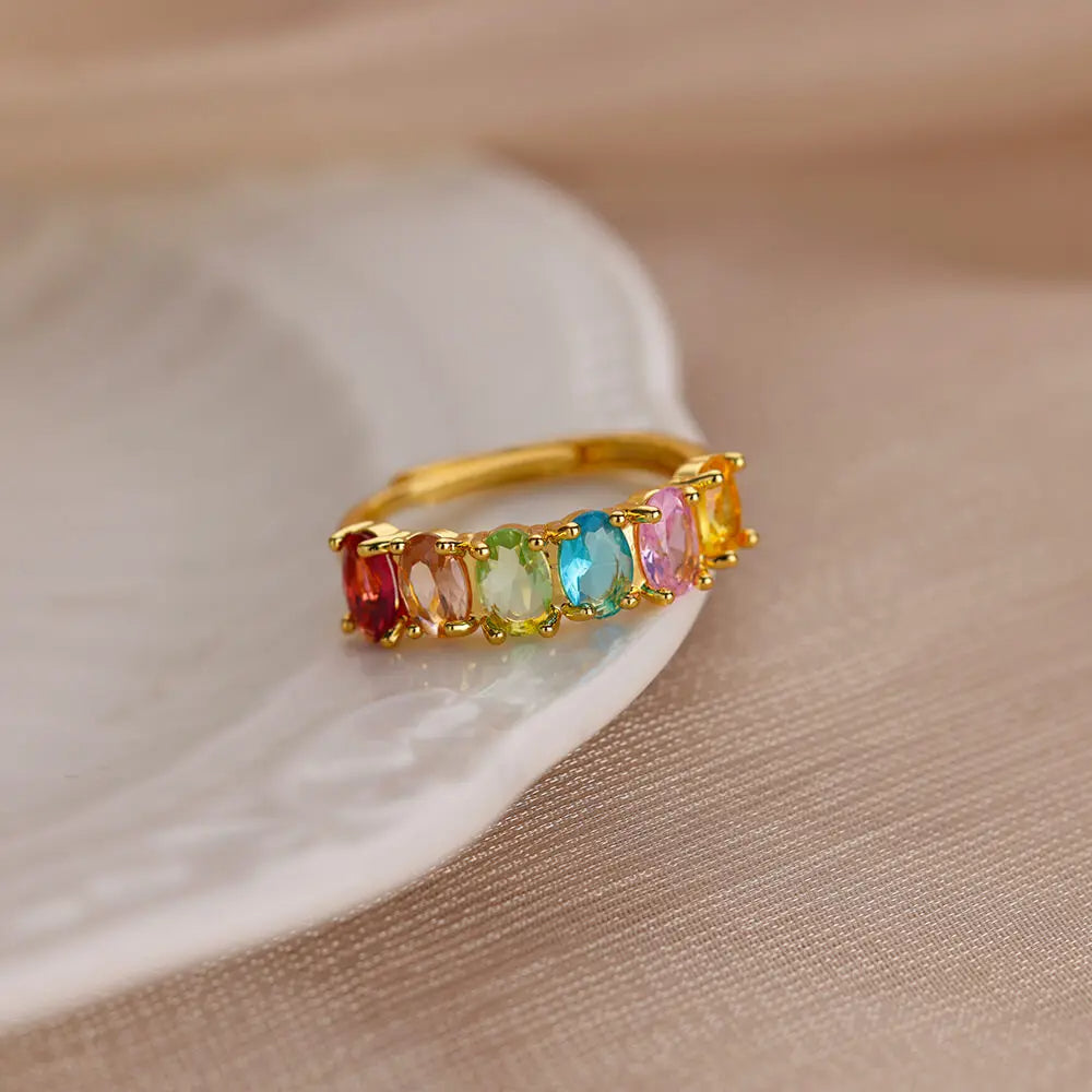 Rainbow Waterdrop Ring