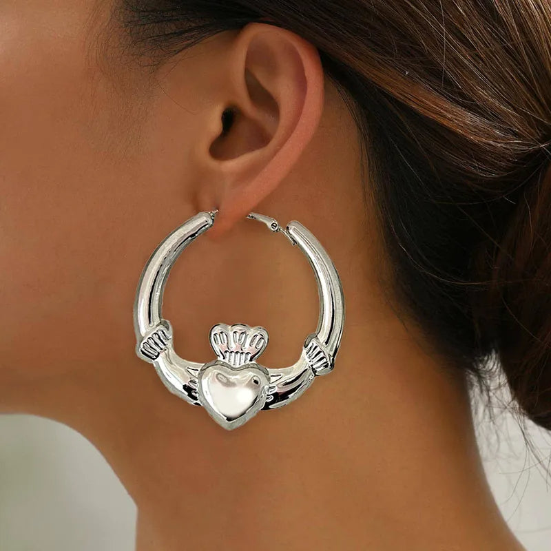 Heart Crown Hoop Earrings