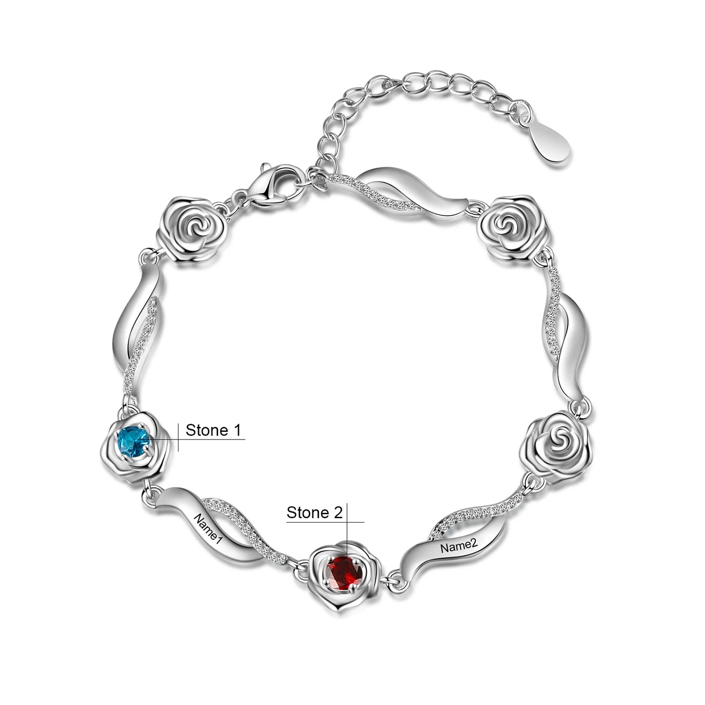 Personalized Birthstone Rose Bracelet