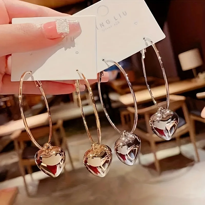 Heart Hollow Hoop Earrings