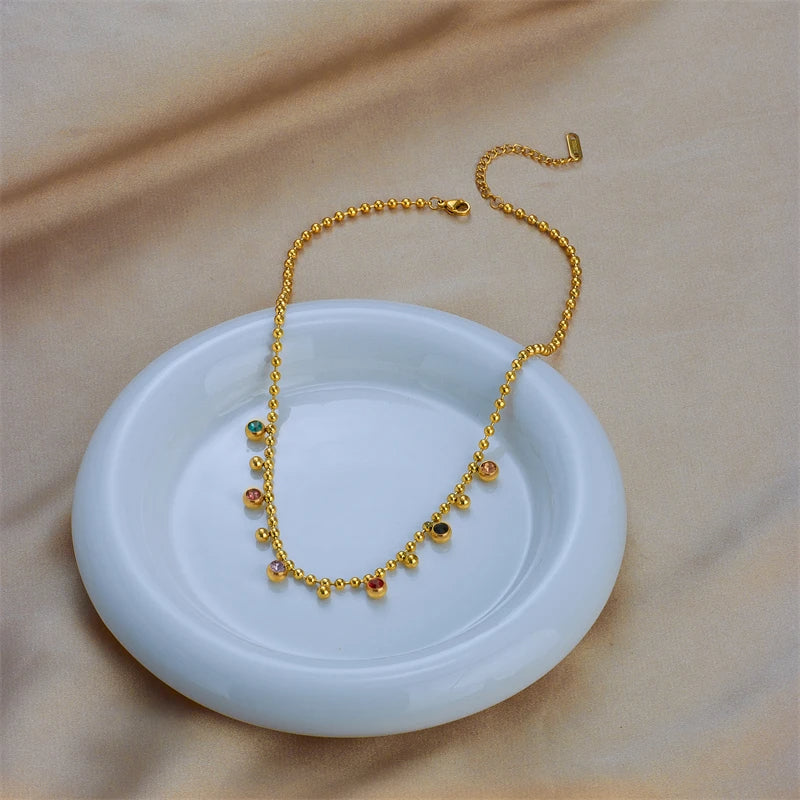Multicolored Crystal Ball Necklace