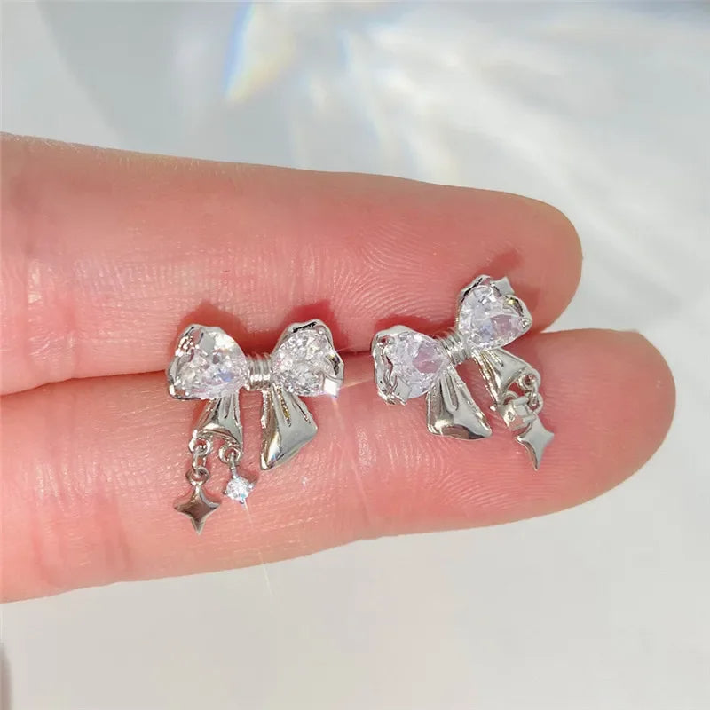 Zircon Bowknot Stud Earrings