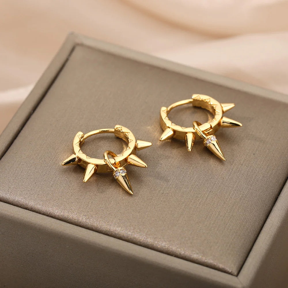 Spike Rivet Hoop Earrings