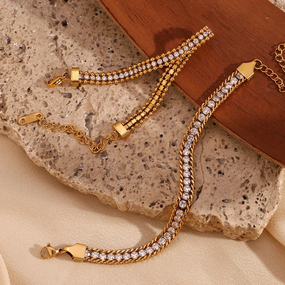 Trilayer Zircon Bracelet