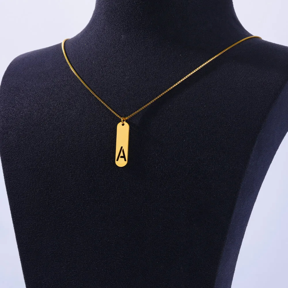 Hollow Initial Necklace
