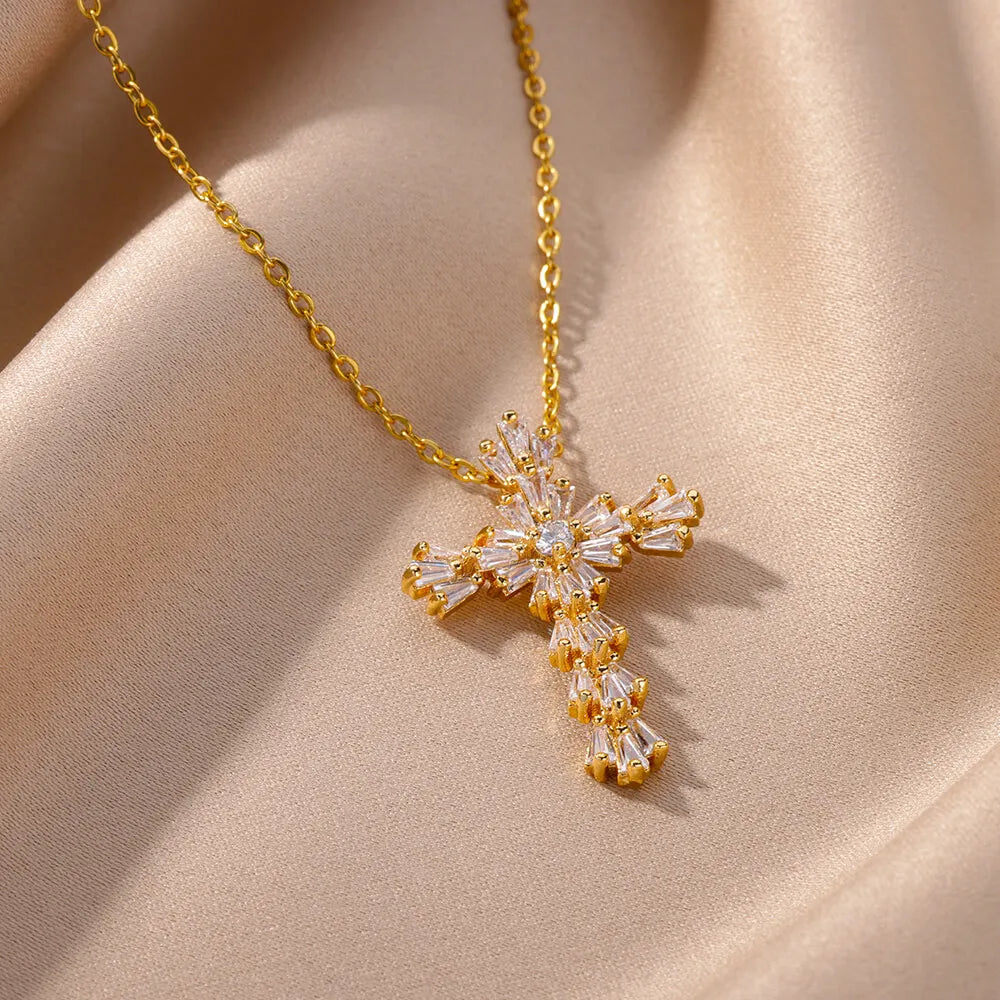 Zirconia Cross Necklace