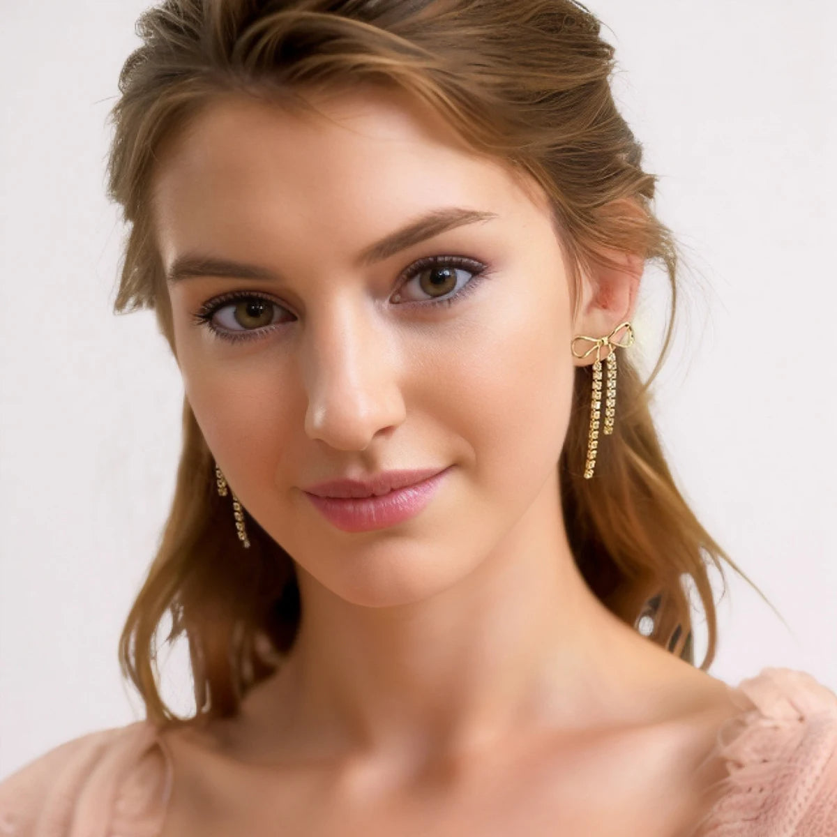 Rhinestone Bow Earrings