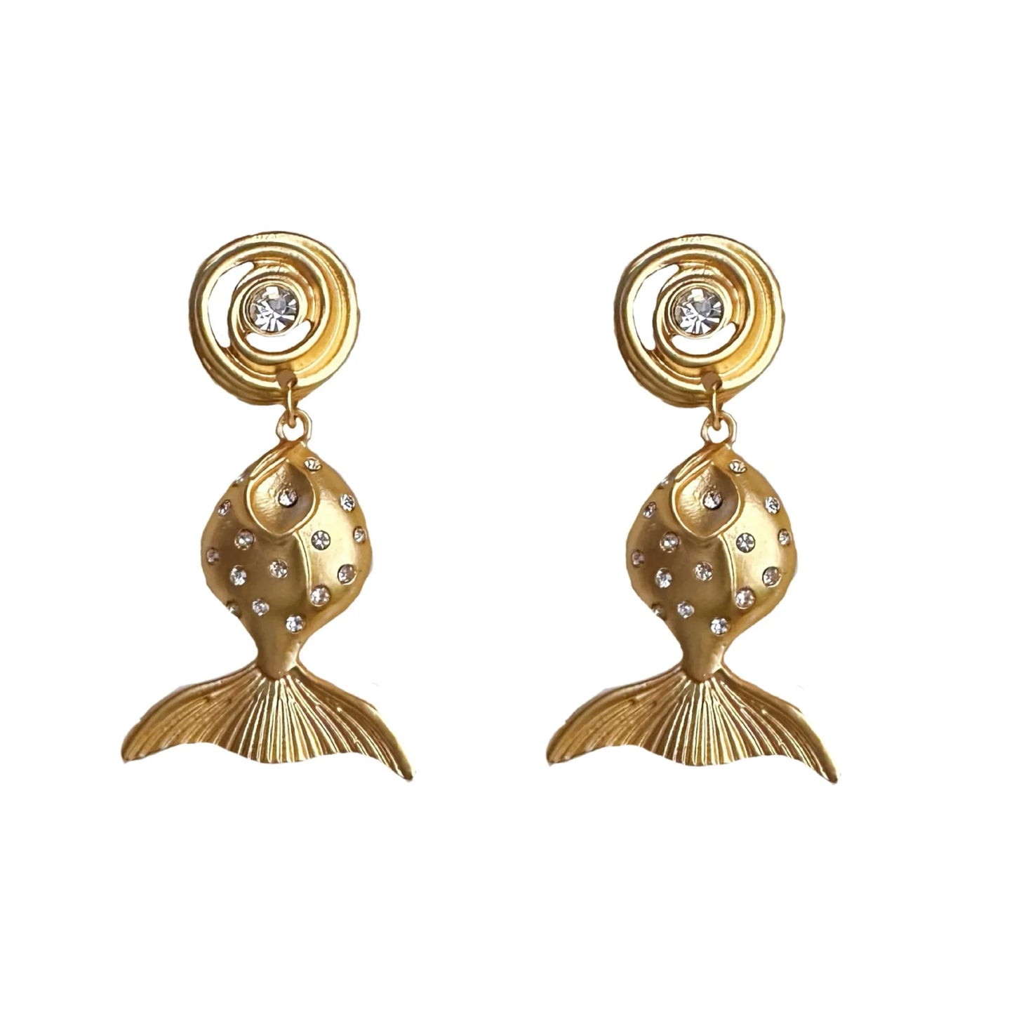 Golden Fish Stud Earrings