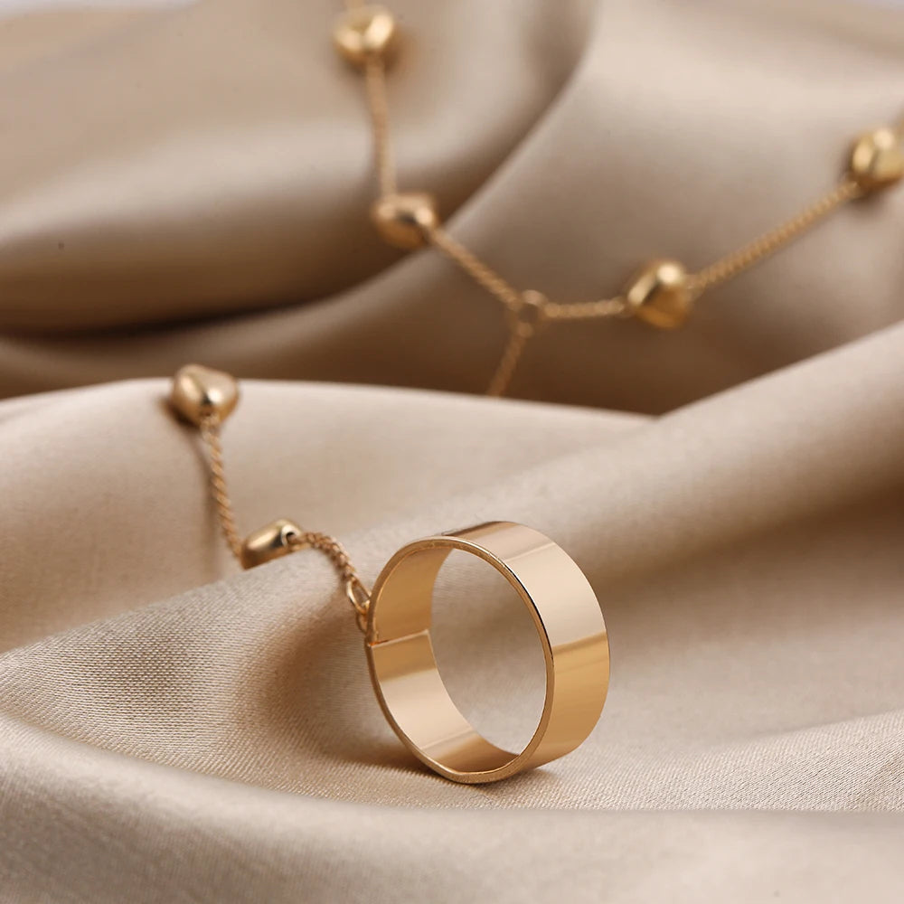 Heart Chain Ring Bracelet