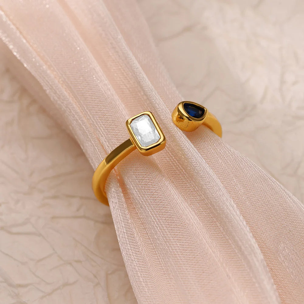 Zircon Square Drop Ring