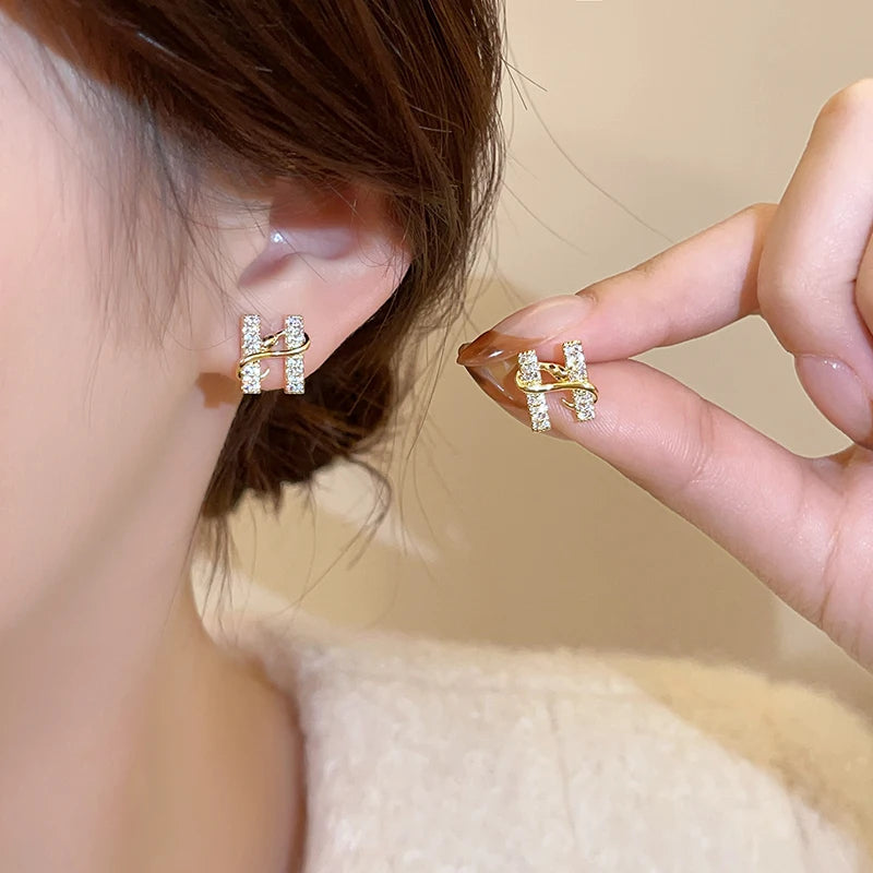 Gold Wrapped Stud Earrings