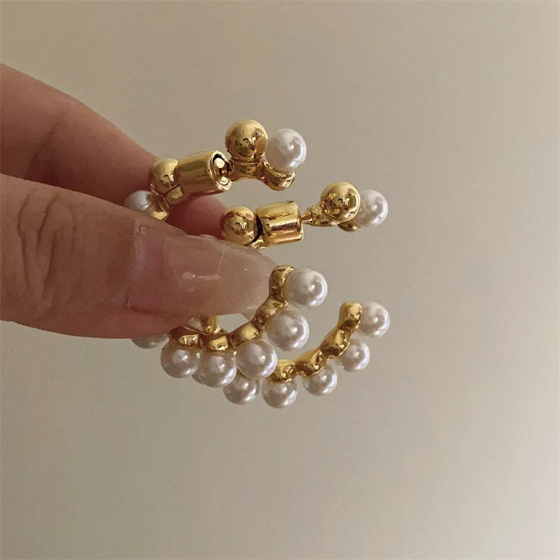 C-Shaped Pearl Earrings