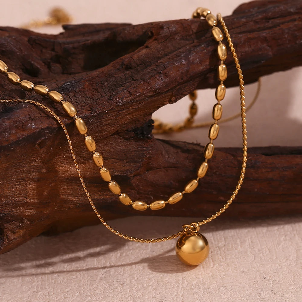 Double Layer Rice Bead Necklace