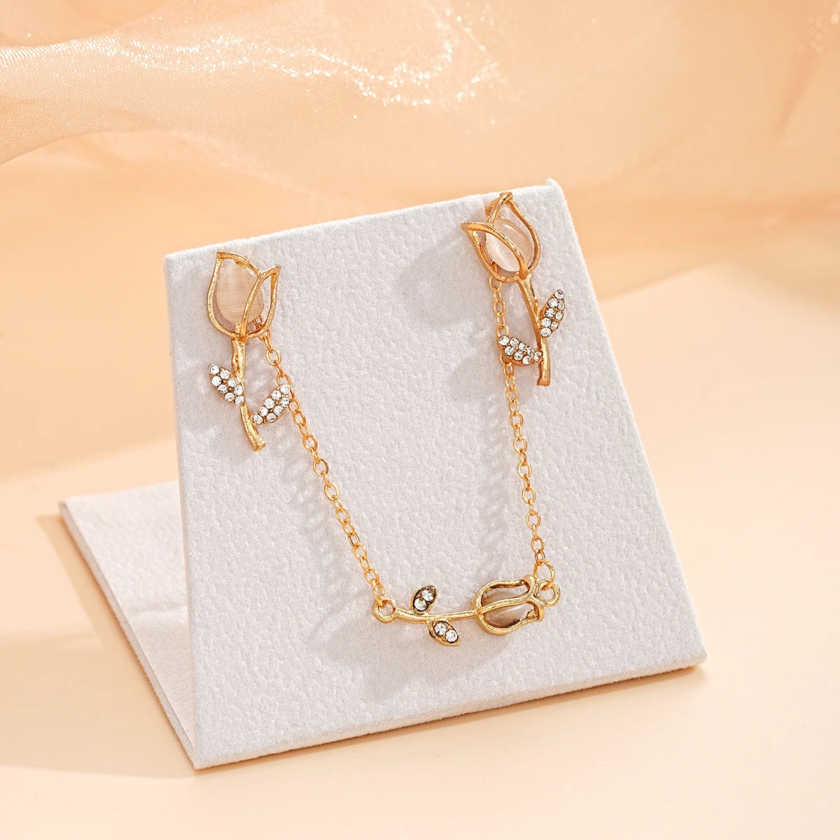 3 PCS Gold Tulip Flower Jewelry Set