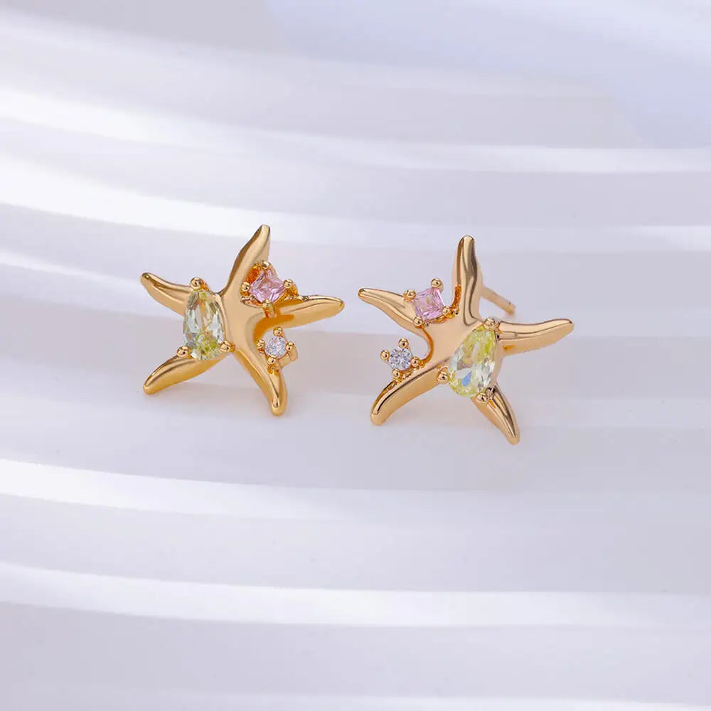 Zircon Starfish Earrings
