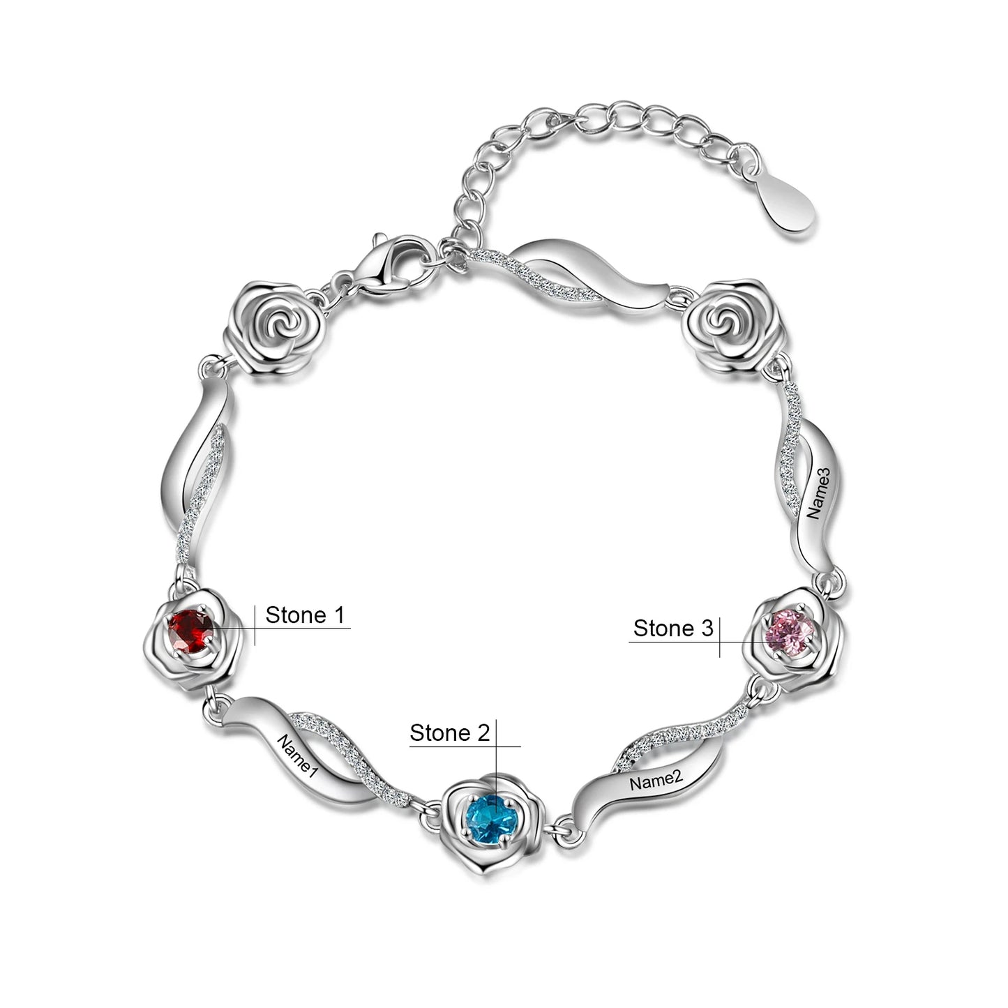Personalized Birthstone Rose Bracelet